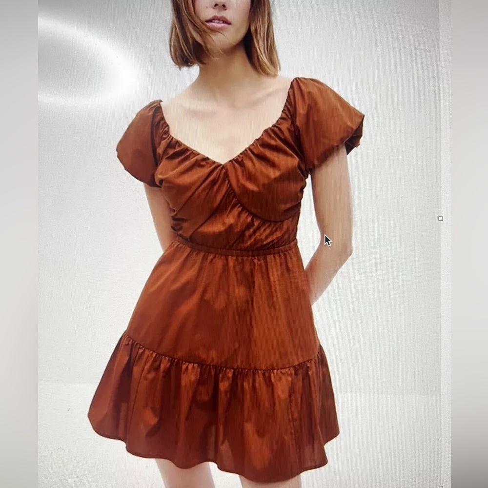 NWT Gap tiered corset mini dress - XL - copper beach brown
